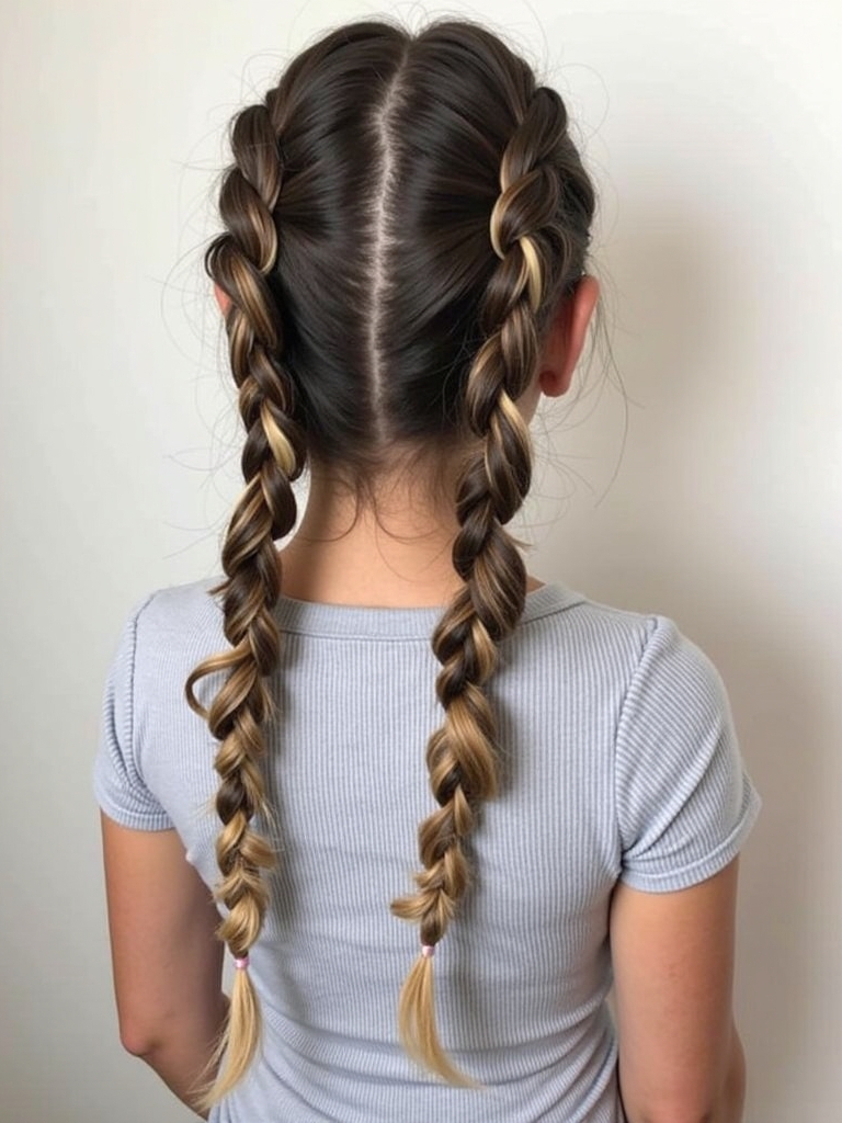 Mushroom Bronde Double Dutch Braids