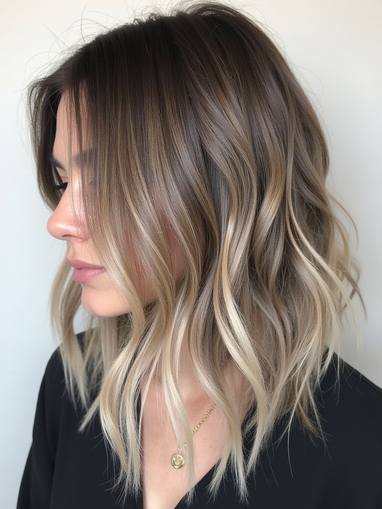 Mushroom Bronde Curly Shag