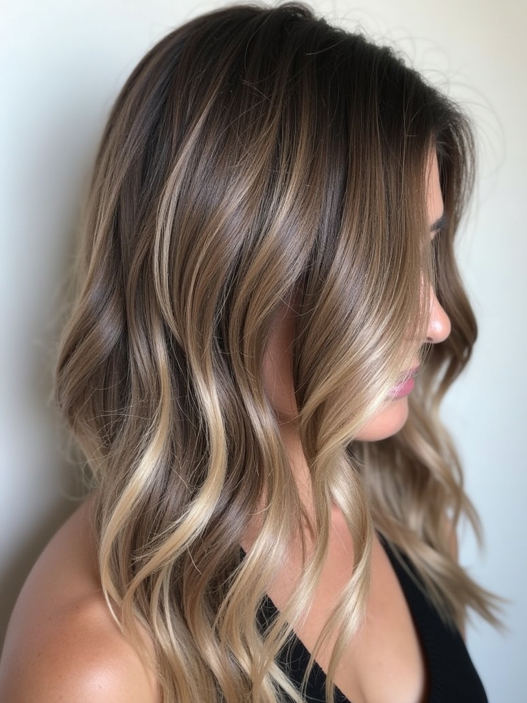 Mushroom Bronde Wavy Lob